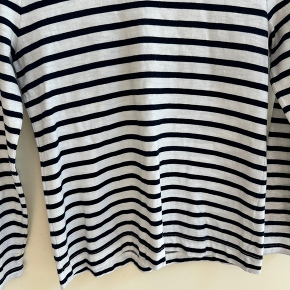 J Crew Black Stripe Long Sleeve Bow Tie Back Womens Size XS Boat Neck Pullover - Picture 4 of 10